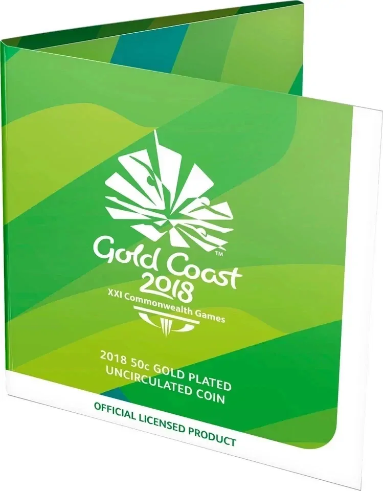 2018 Australia Gold Coast XXI Commonwealth Games 50c Cents Plated UNC Coin Card