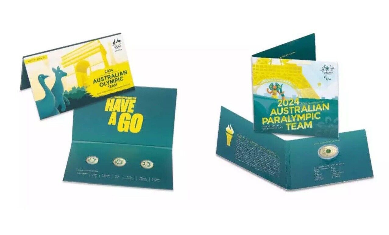 2024 Australian Olympic Team $2 Coloured Uncirculated 3 Coin & 1 Paralympic Sets