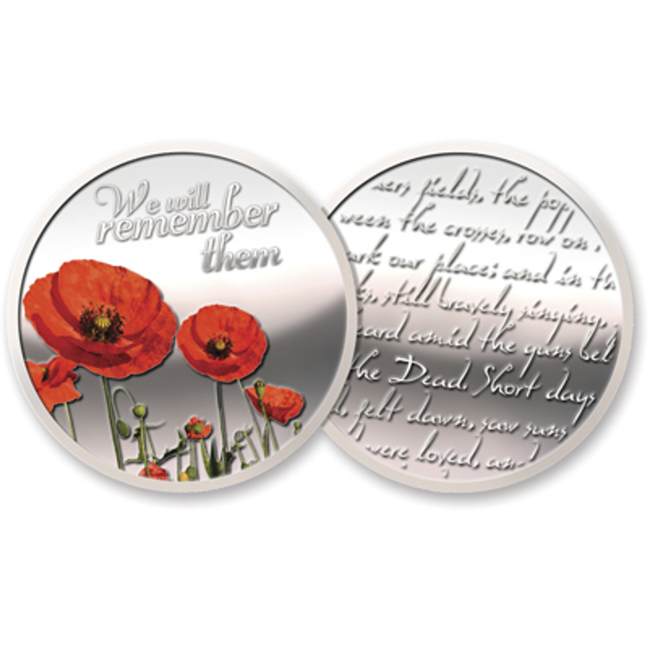 Silver Plated Poppy Medallion In Gift Box Collectable ANZAC medallion coin