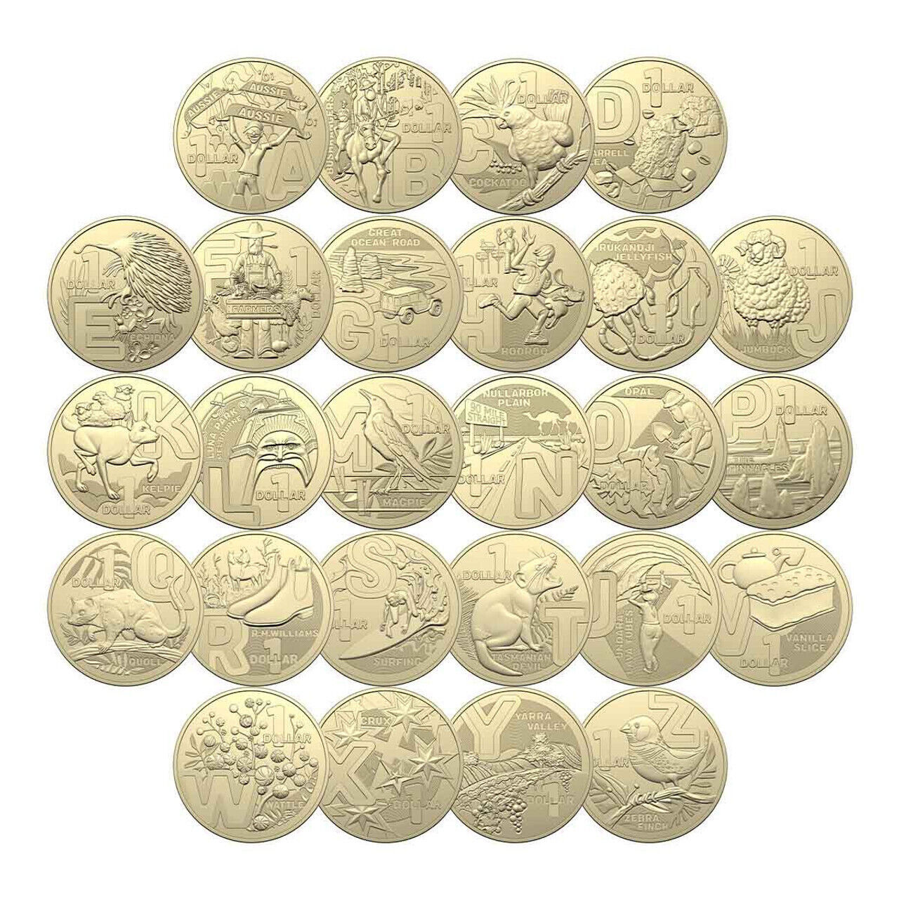 $1 2022 Great Coin Hunt Set of 26 Lightly Circulated AUS ONE DOLLAR Coin
