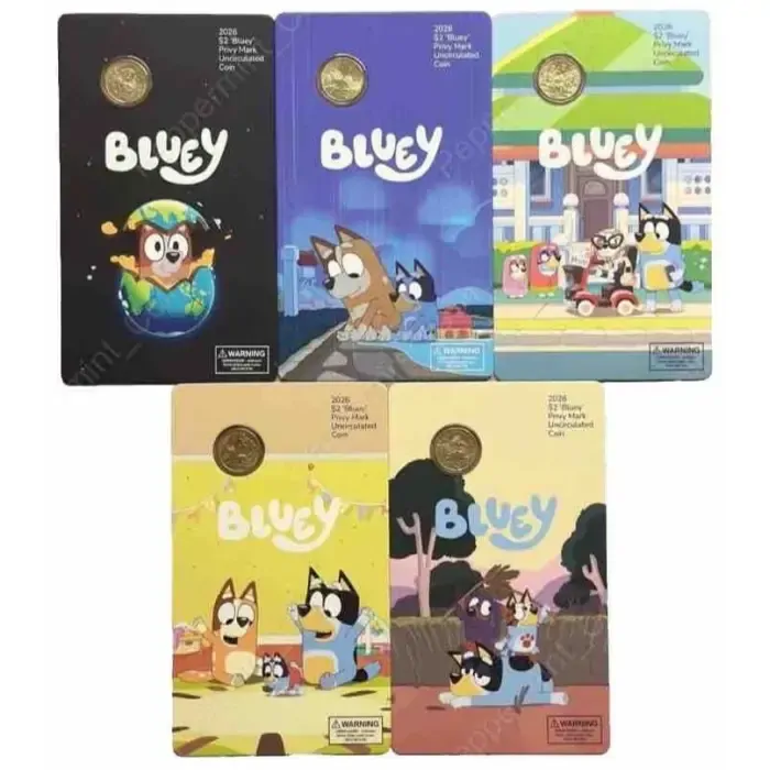 2026 $2 Bluey Carded Coin Set with 'Privy Mark' (5 x Carded Coins)