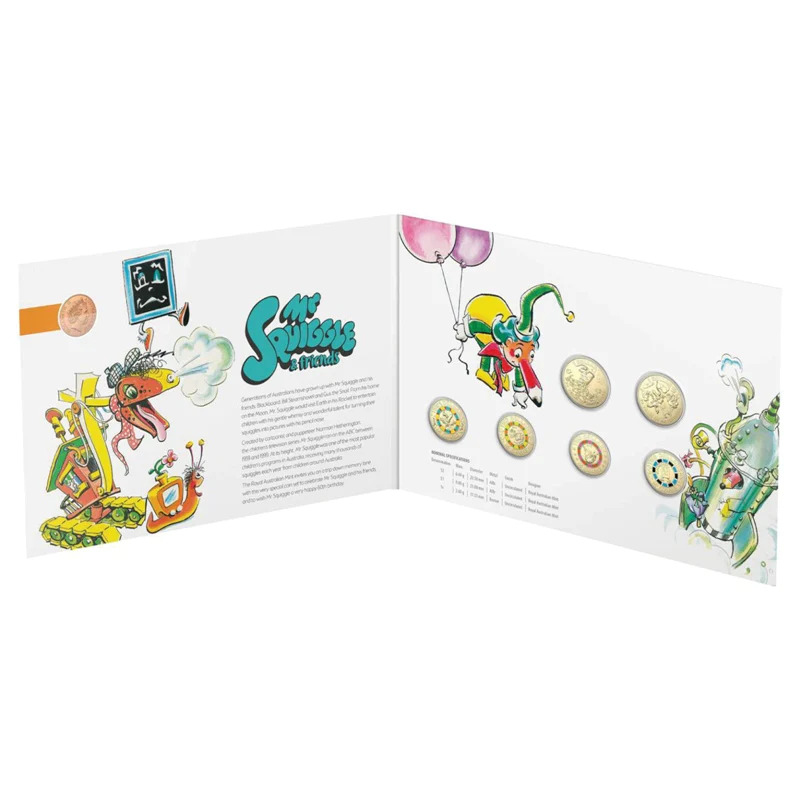 2019 Mr Squiggle 7 Coin Collection set