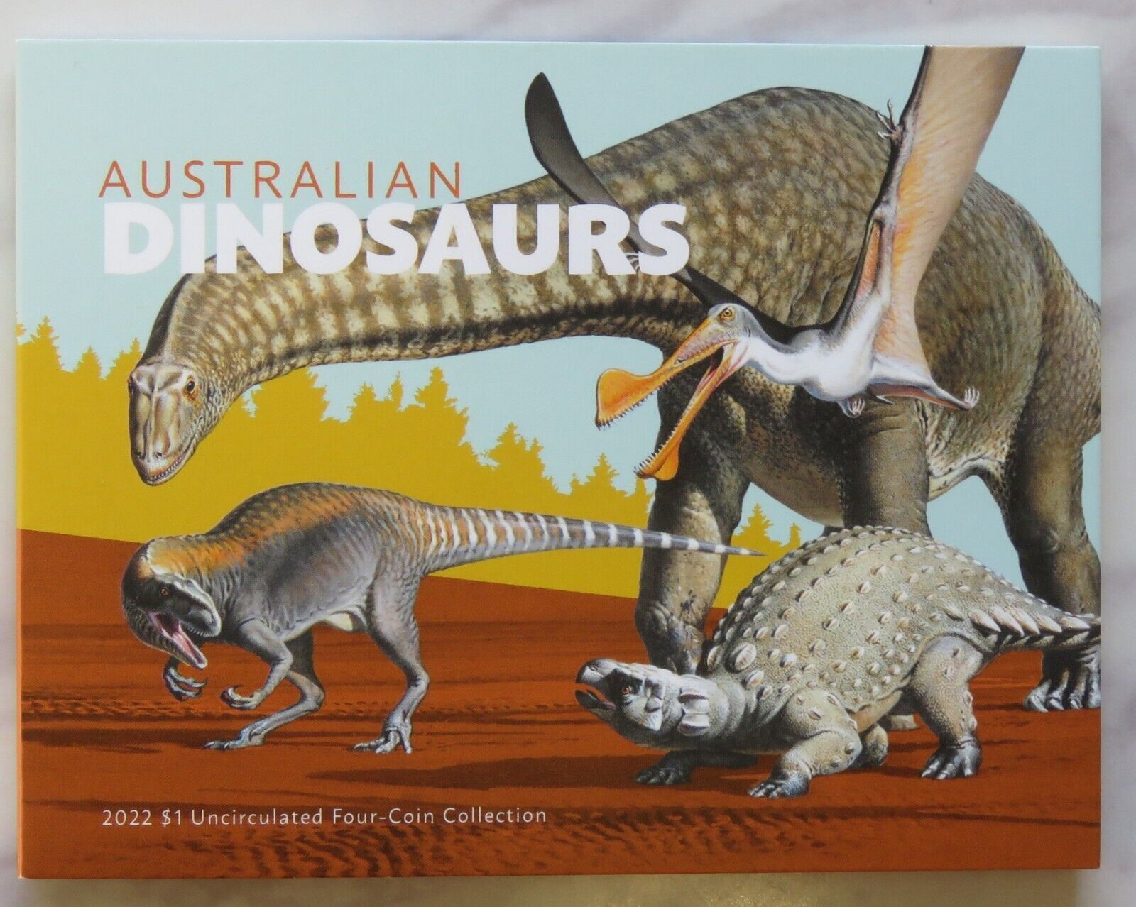 Australia 2022 Dinosaurs – SET OF 4 - $1 UNCIRCULATED Coin Collection in Folder
