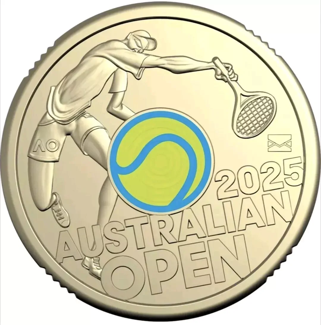 Men’s Australian Open – yellow tennis  One-Coin Folder $2 Privy Mark Uncirculate