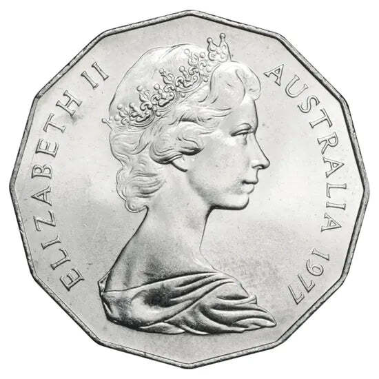 50c 1977 Silver Jubilee Coin Lightly Circulated AUS Fifty Cent Coin (25.0m)