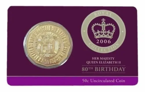 2006 50c CuNi UNC coin - Queen Elizabeth II 80th Birthday
