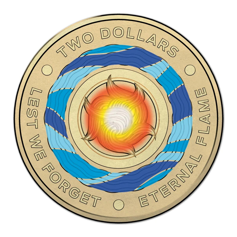 $2 2018 Lest We Forget eternal flame  Lightly Circulated AUS Two DOLLAR Coin