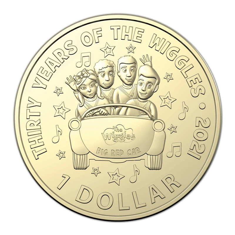 $2 and $1 2021 Wiggles 6 Coin Collection Folder coloured