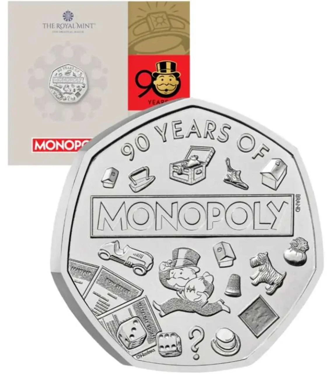 UK 2025 Monopoly 90th Anniversary 50p Coin in blister