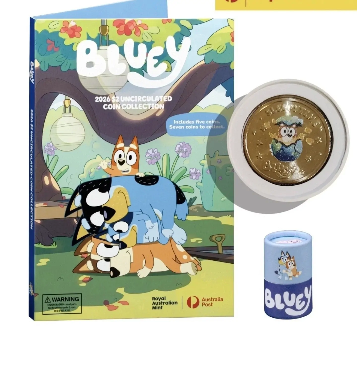 2026 Bluey $2 Folder Tube Set: Coloured Sleeptime + Coloured Till Coins