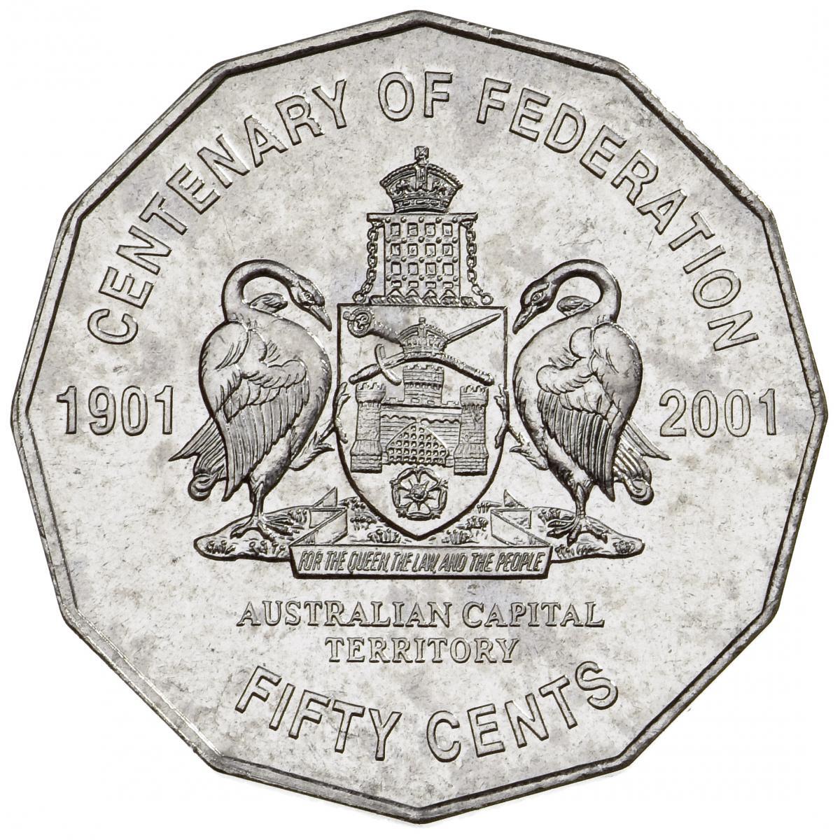 2001 ACT 50c Cent Australian Capital Territory Centenary of Federation Circulate