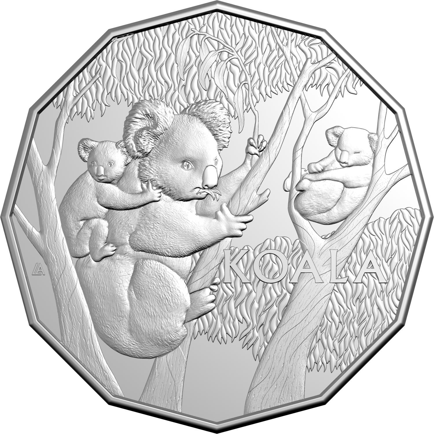 2026 50 cent Koala series CuNi UNC Coin on card