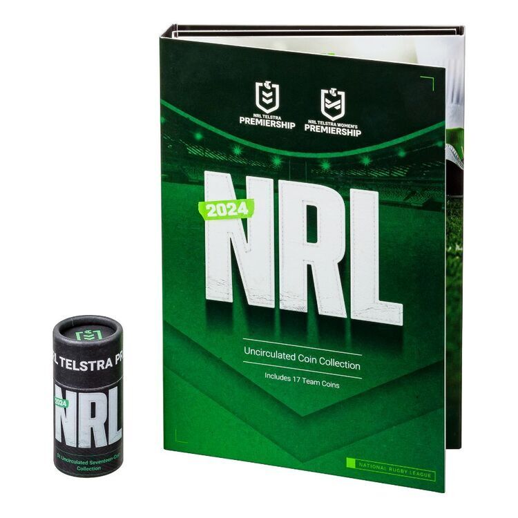 NRL 2024 $1 17-Coin Collection Folder & Coin Tube Rugby League