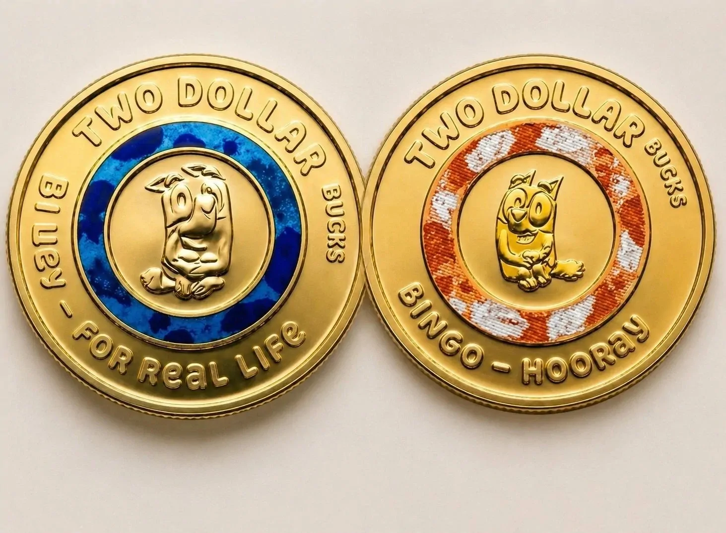 2026 Bluey $2 Bluey & Bingo Coloured UNC Coins Set Till Design FULL SET OF 2