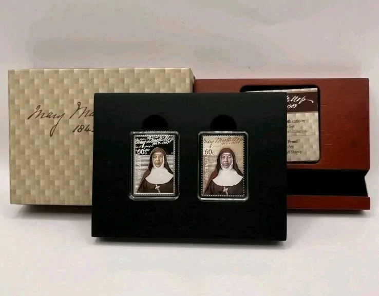 2010 60 Cent Fine Silver Proof Stamp/Coin Set - Mary MacKillop Canonisation