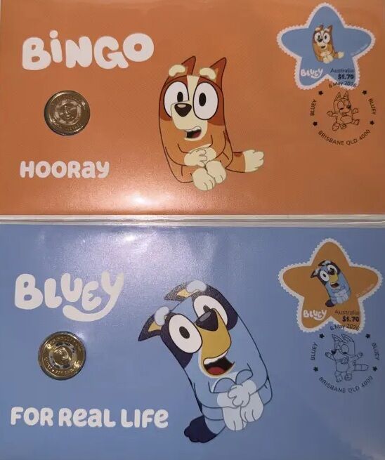 2026 Issue 21P & Issue 31P PNC - Bluey with couloured coins PNC (a) Bluey for Re
