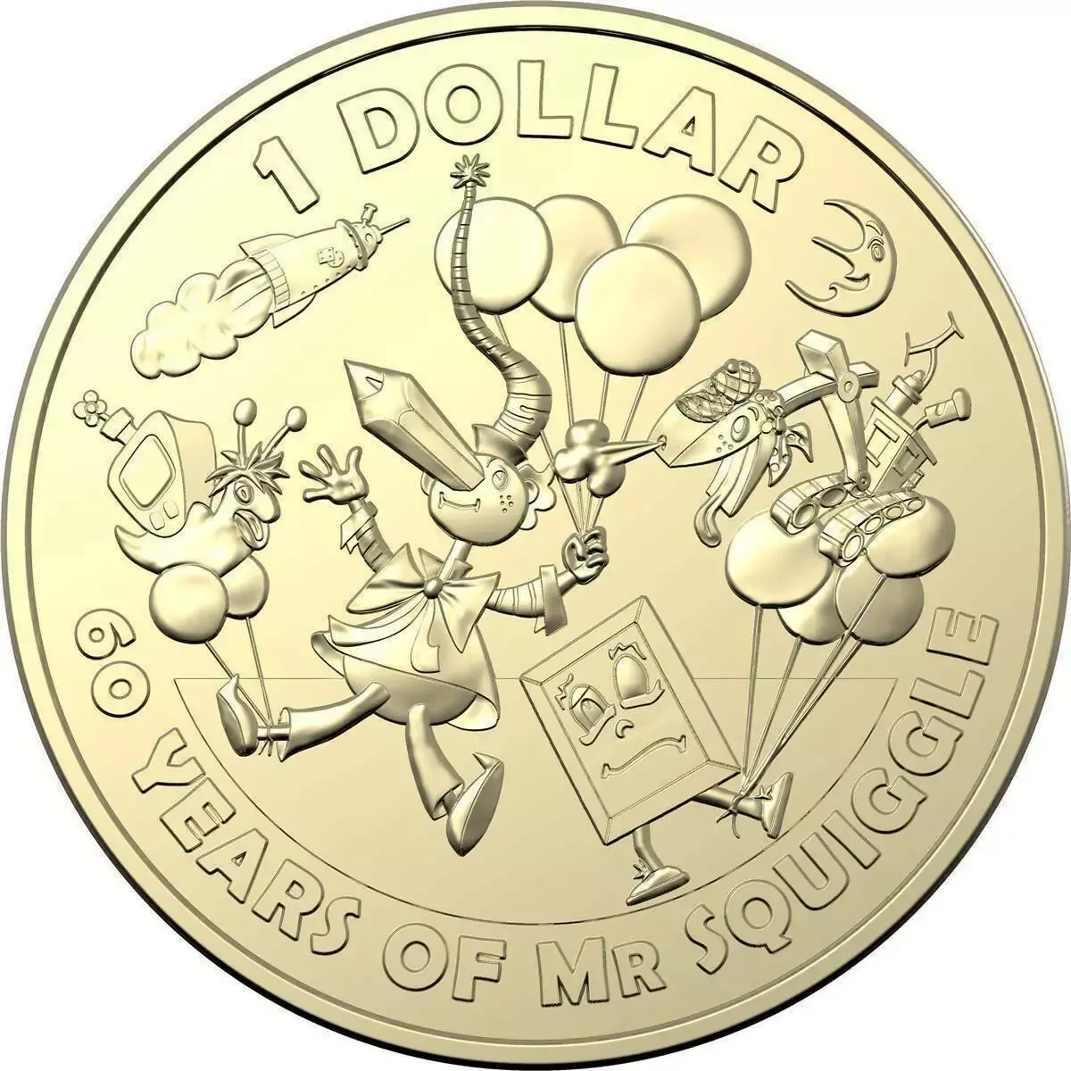 Australian One Dollar $1 coin - 2019 - MR SQUIGGLE and FRIENDS - 60 Years circul