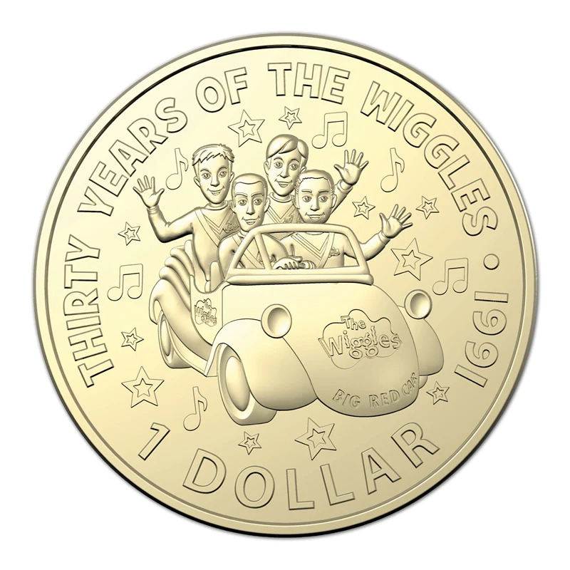 $2 and $1 2021 Wiggles 6 Coin Collection Folder coloured