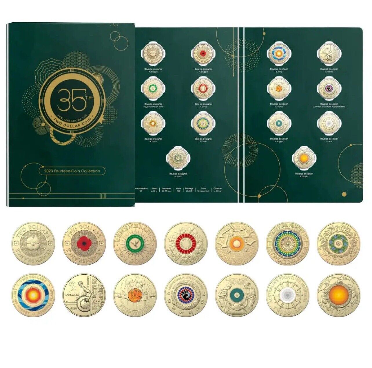 2023 $2 35th Anniversary Of the $2 Coin Fourteen-Coin Collection including poppy