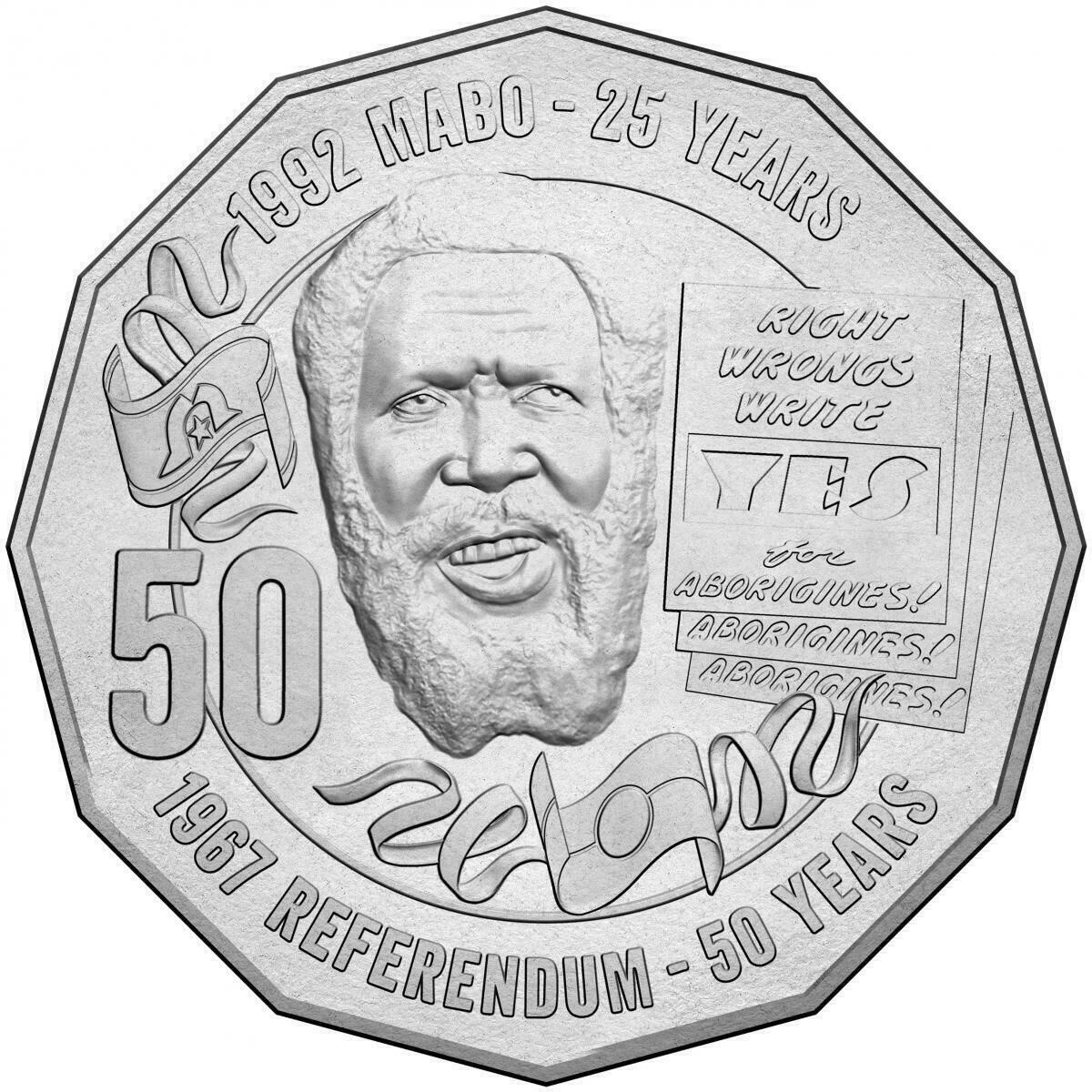 50c 2017 25th Anniv 1967 Referendum & Mabo Decision CIRCUALTED Fifty Cent Coin (