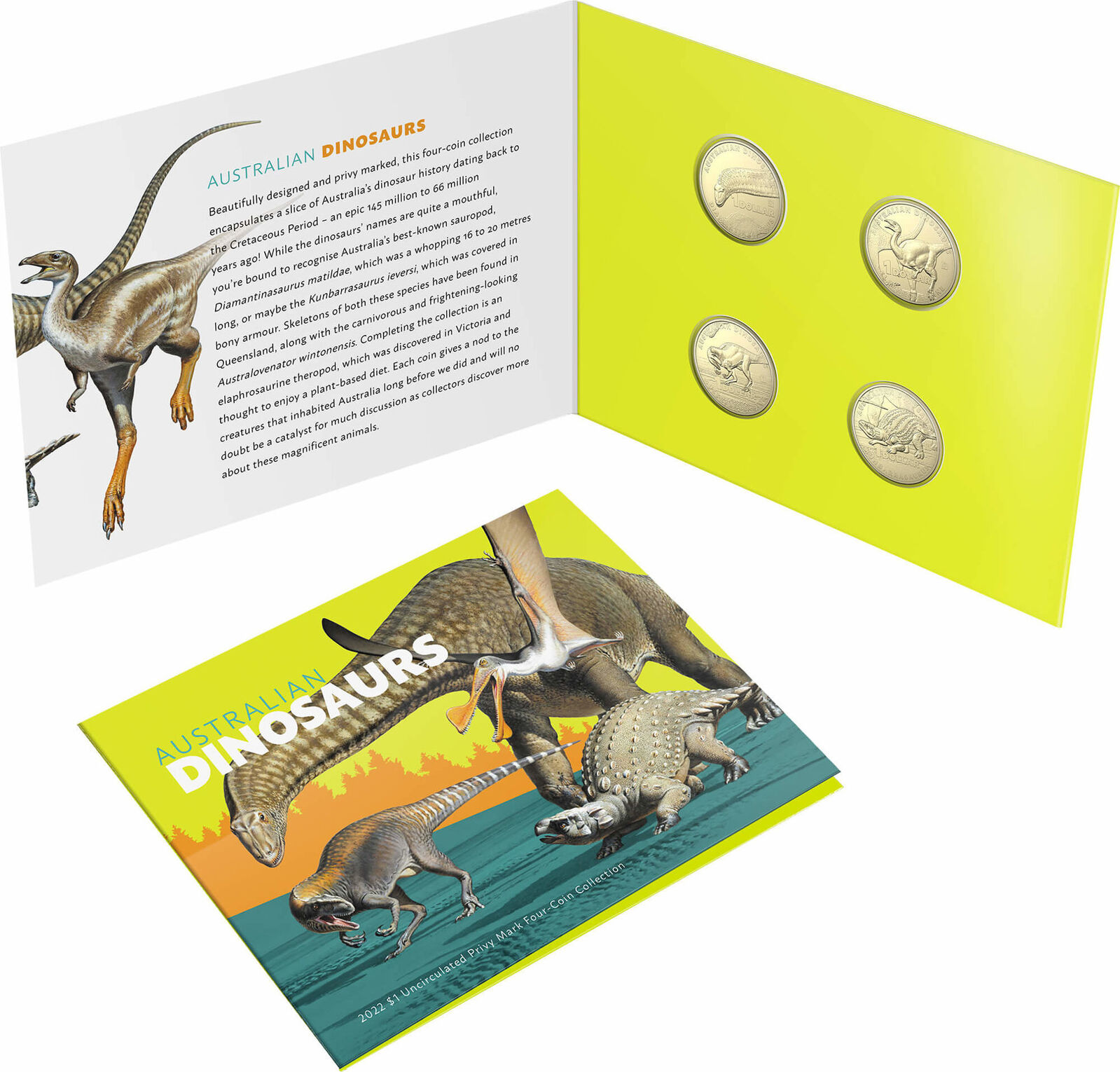 (NB) Australian Dinosaurs - $1 Privy Mark Uncirculated Four Coin Collection 2022