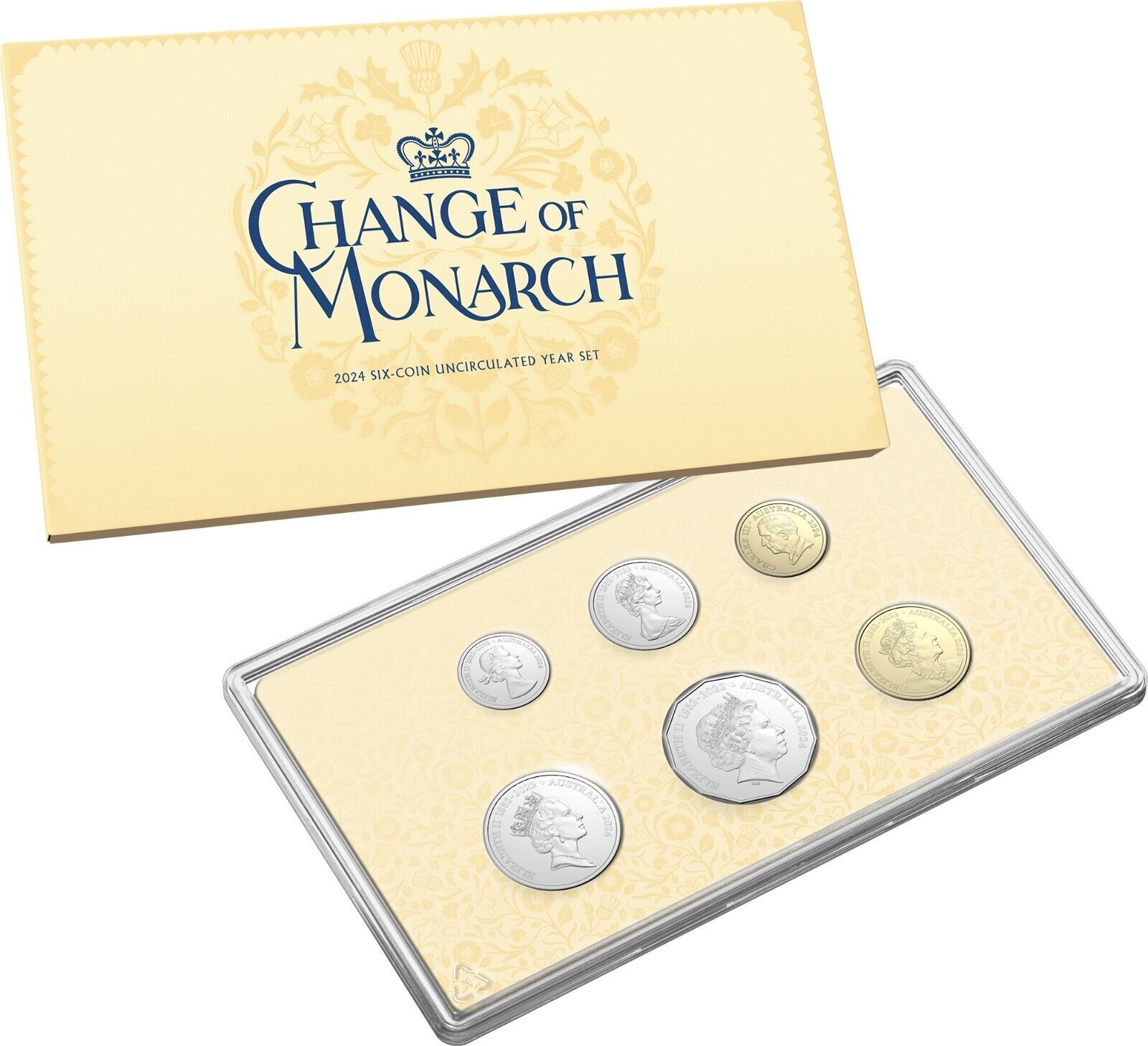 2024 Change of Monarch Six Coin UNC Set RAM QEII and KCIII including $2 collecti