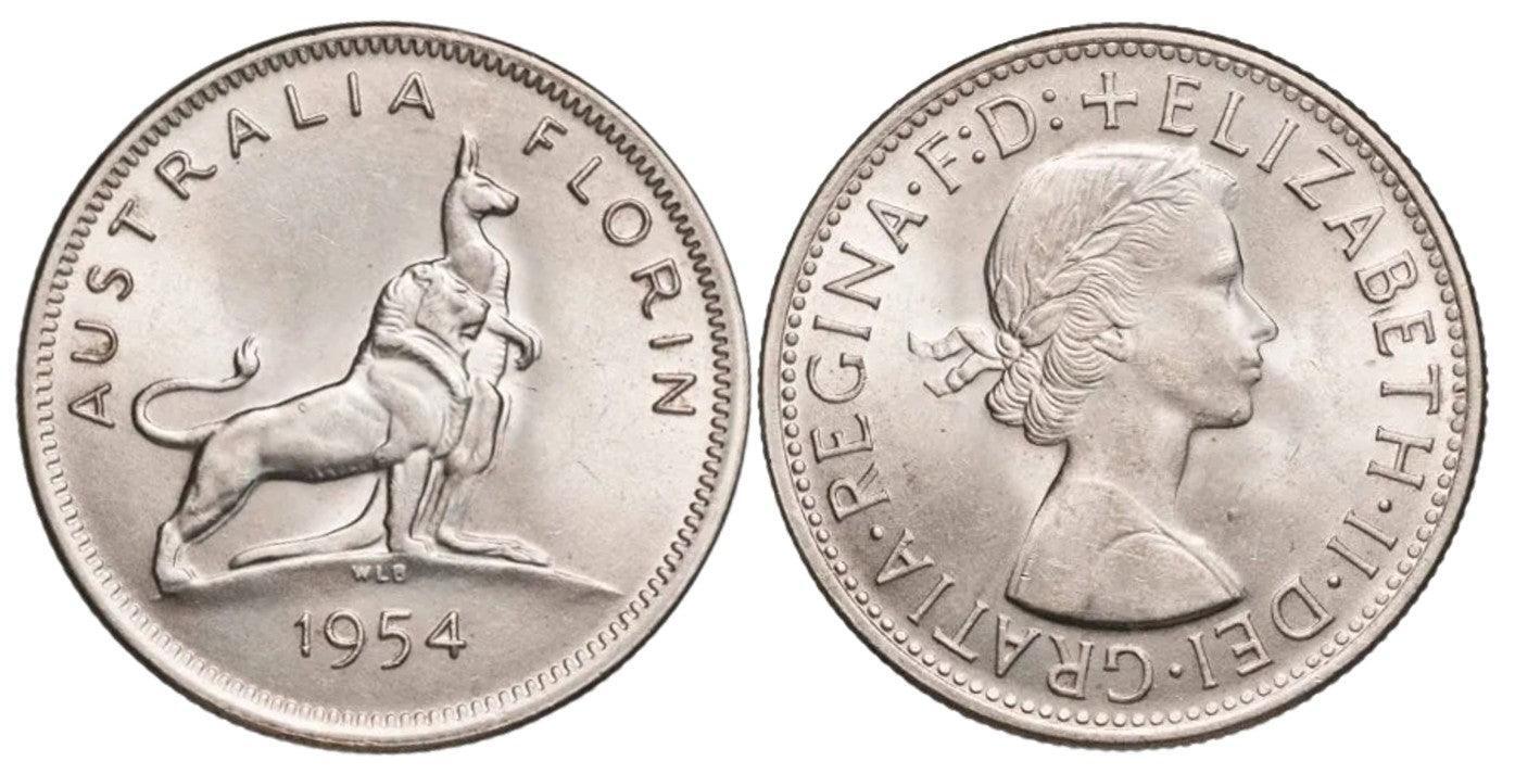 1954 Floring Royal Visit Commemorative Australian Silver Coin Circulated