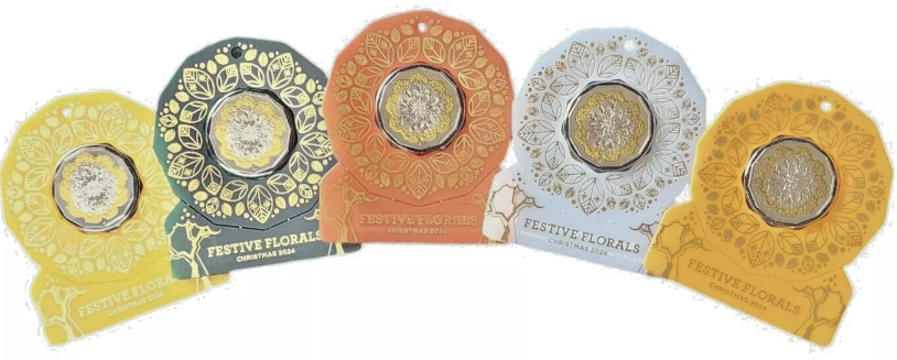 2024 50c Christmas Coins Festive Floral. Set of 5