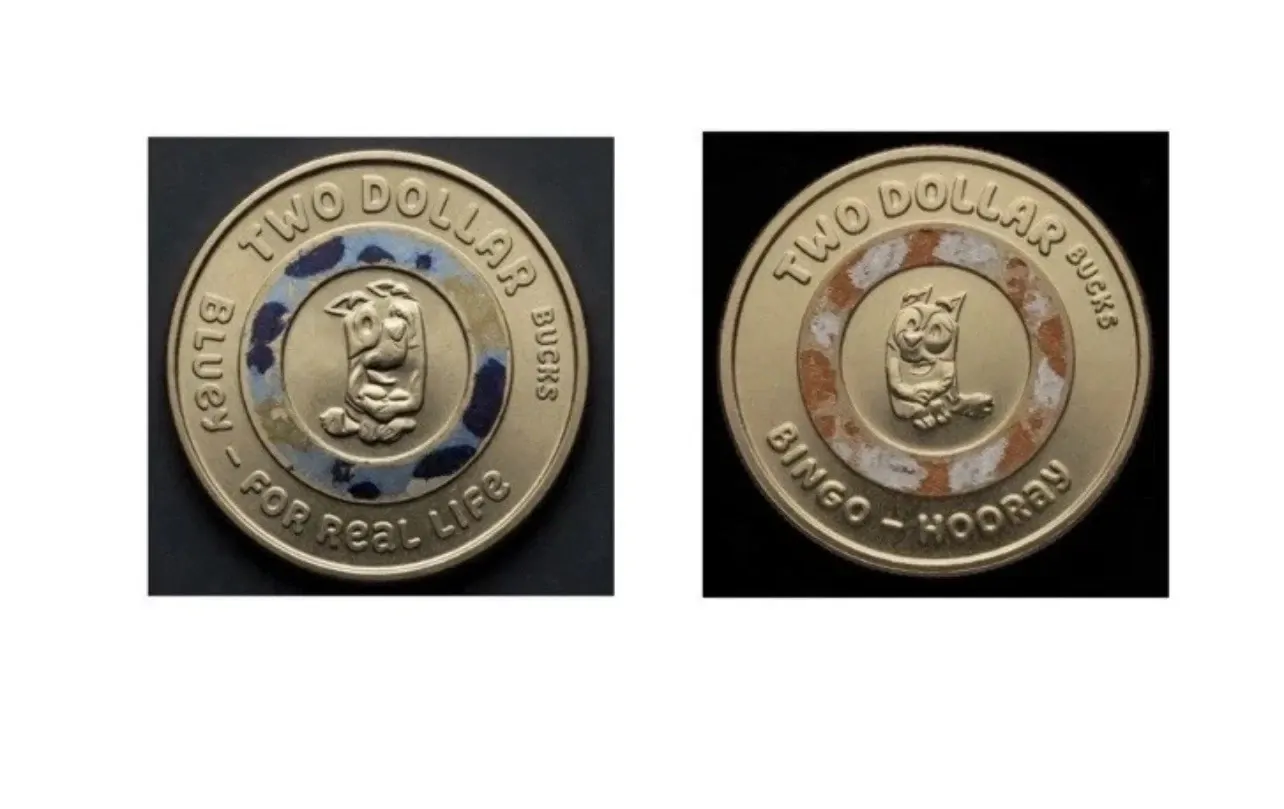 2026 BLUEY $2 COMPLETE SET OF 7 COINS not 5 INCLUDE THE 2 COLOUR TILL COINS IN F