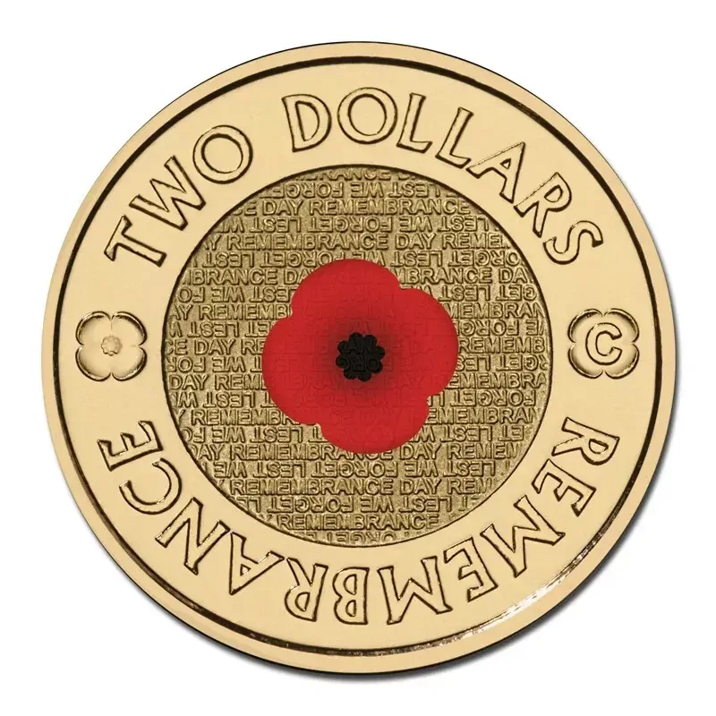 2012 $2 Remembrance Day 'C' Mintmark "RED POPPY" Coin In Tri Folder UNC-RAM