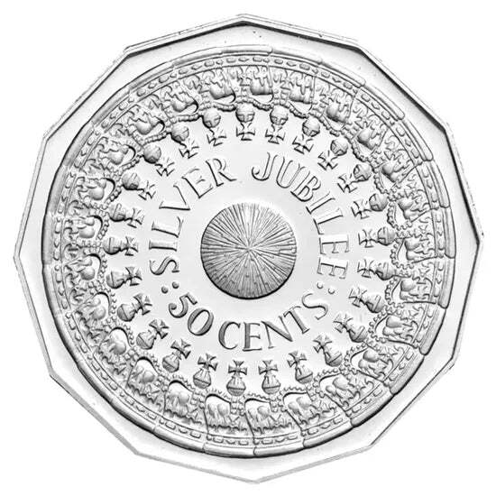 50c 1977 Silver Jubilee Coin Lightly Circulated AUS Fifty Cent Coin (25.0m)