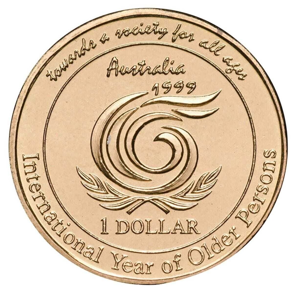 $1 1999 International Year of Older Persons Circulated AUS One Dollar Coin