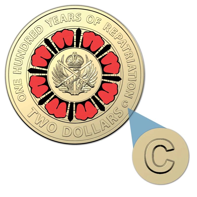 $2 2019 100 Years Of Repatriation 'C' Mintmark collectable coin