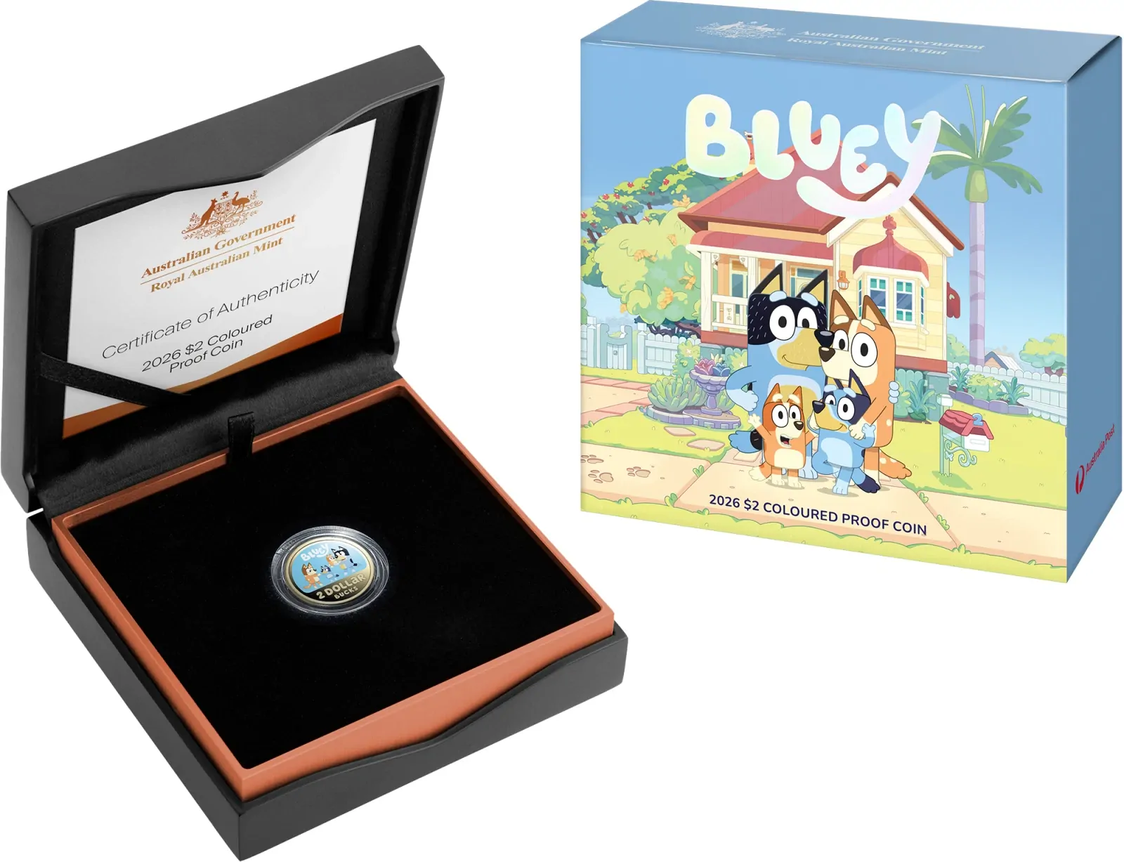 Australia 2026 Bluey Proof Bronze $2 Two Dollar Boxed Coin