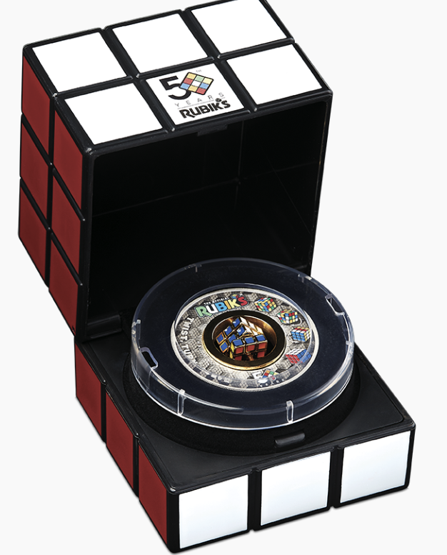 2024 Rubix Cube 50th Anniversary 2oz Silver Antiqued Coloured Coin