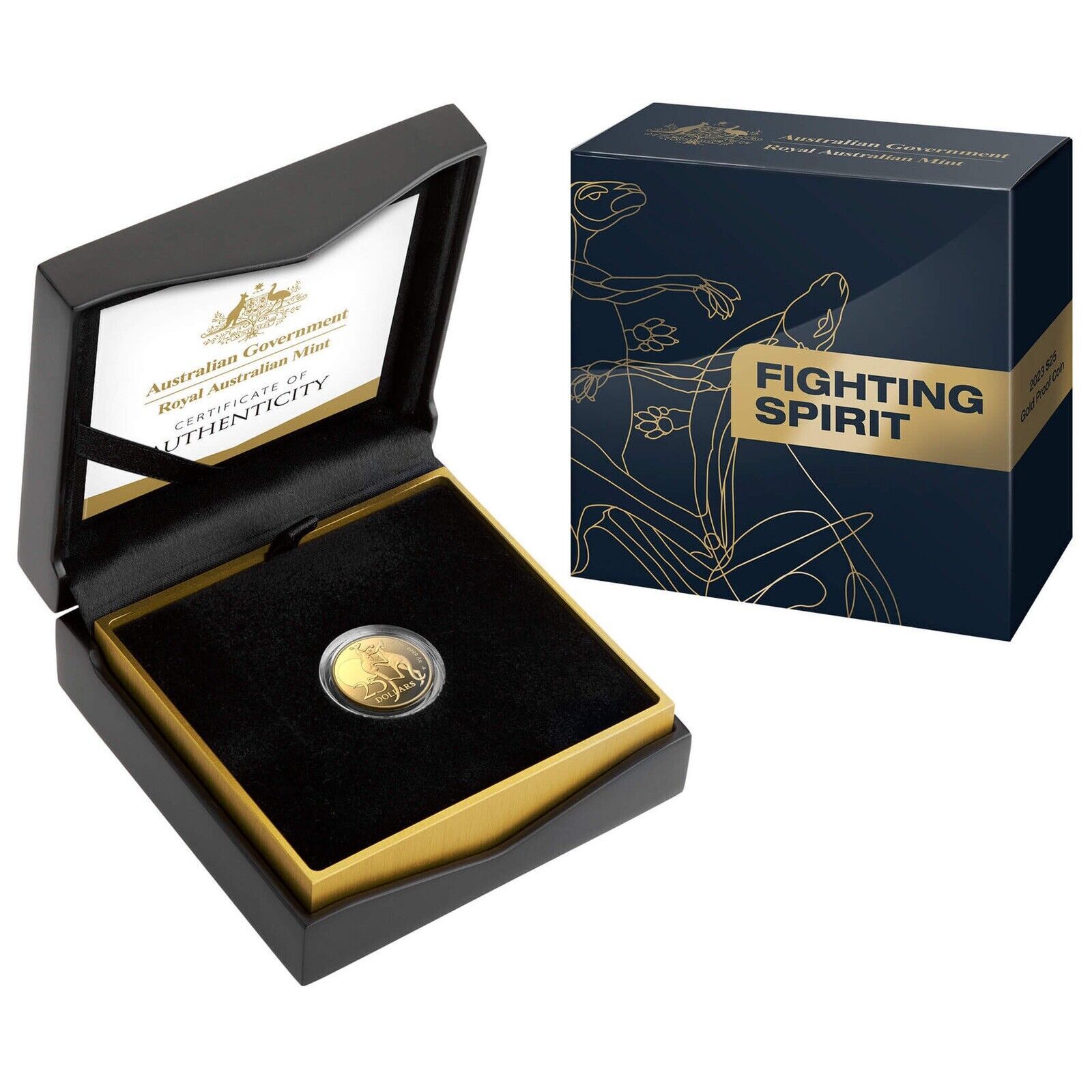 2023 $25 1/5oz Gold Proof Coin - Kangaroo - Fighting Spirit