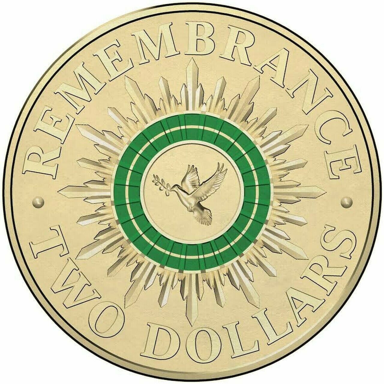(NB) AUSTRALIAN TWO DOLLAR $2 COIN - 2014 GREEN DOVE CIRC LOW MINT with capsule