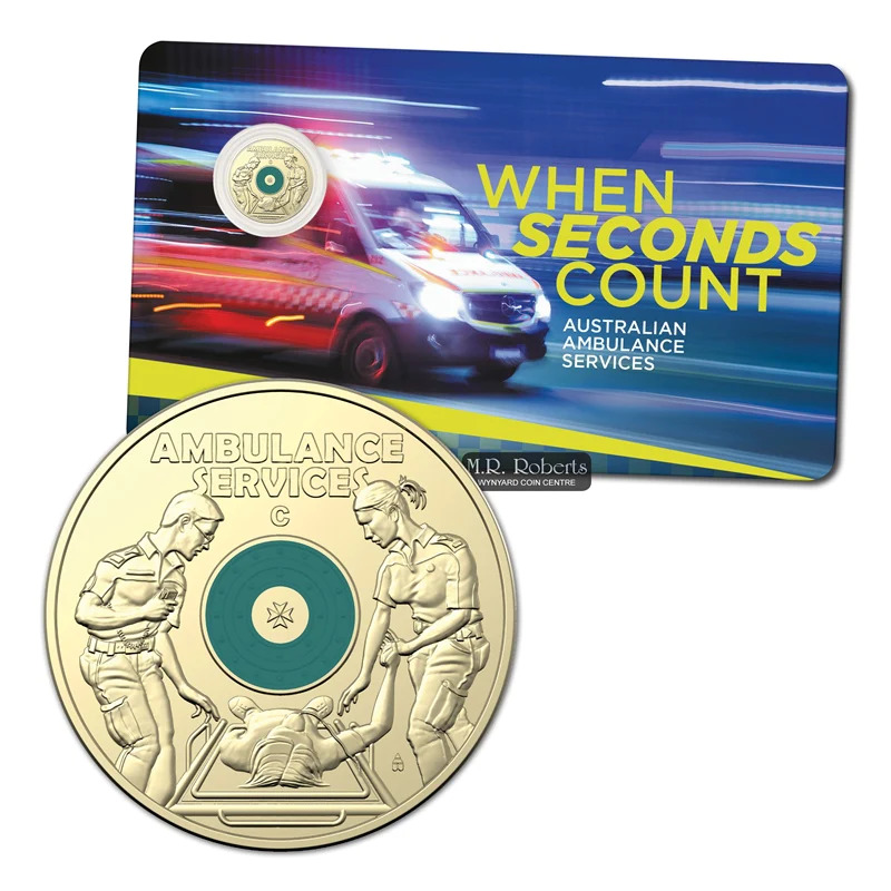 $2 2021 Australian Ambulance Services 'C' Mintmark UNC mint coloured coin 50k mi