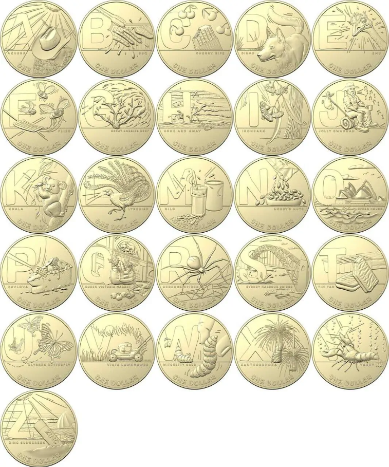 $1 2021 Great Coin Hunt Set of 26 Lightly Circulated AUS ONE DOLLAR Coin
