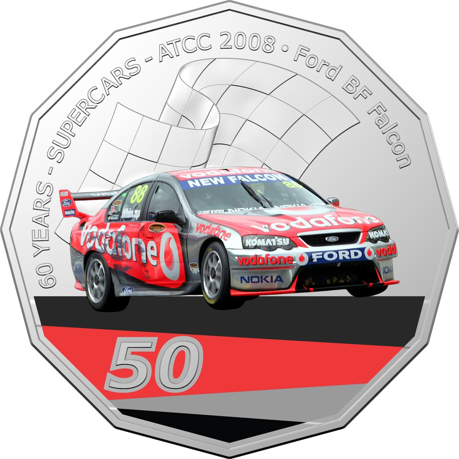 2020 50¢ 60 Years of Australian Touring Car Champions Ford BF Falcon - 50c Colou