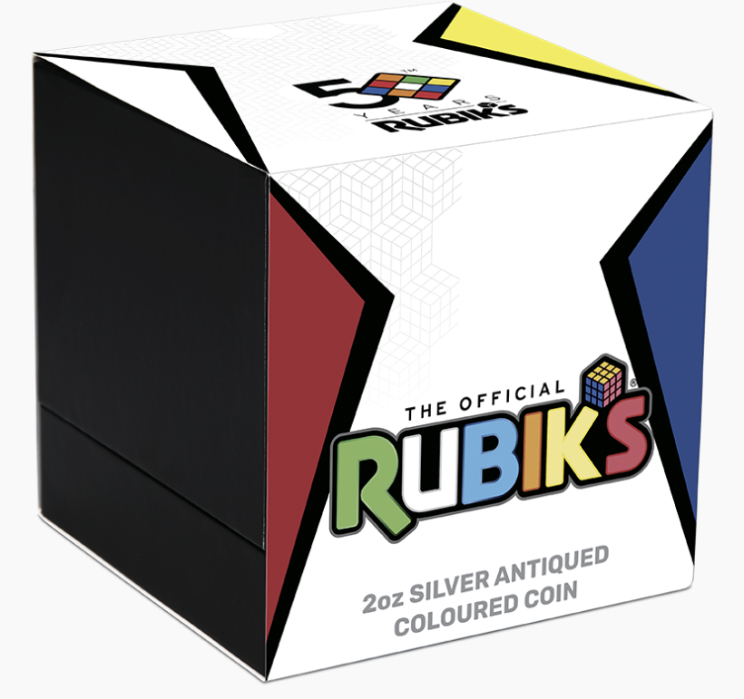 2024 Rubix Cube 50th Anniversary 2oz Silver Antiqued Coloured Coin