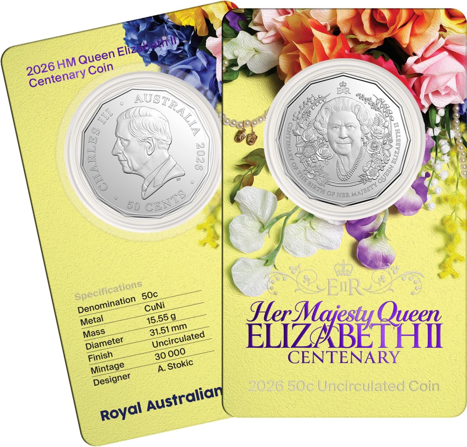 2026 50 cent Her Majesty Queen Elizabeth II Centenary of Birth 50 cent UNC Coin
