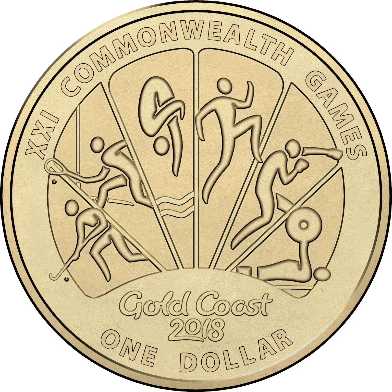 $1 2018 Gold Coast 2018 XXI Commonwealth Games UNC Coin Hockey Weightlifting unc