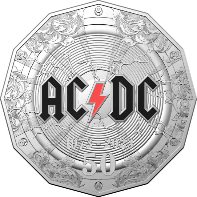 50c 50th Anniversary Of AC/DC - 2023 50c Coloured Uncirculated Coin
