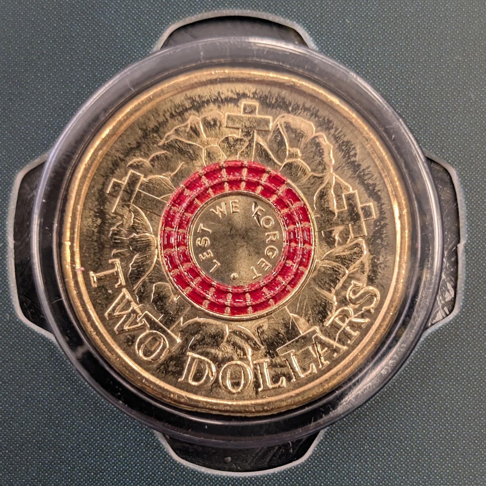 $2 2023 RED Lest We Forget 35th Anniversary NEW Un-Circulated Coloured AUS TWO D