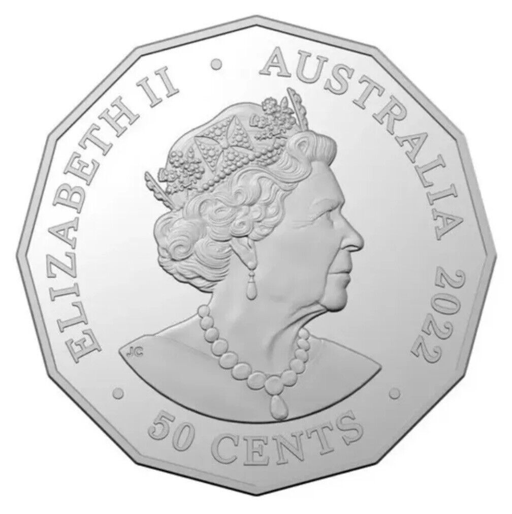 2022 50c CENT QUEEN ELIZABETH II PLATINUM JUBILEE UNC COIN ON CARD